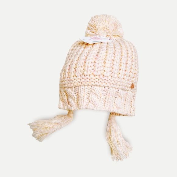 Millynook Other - Millynook Peru Suki Cream Toddler Girls Chunky Knit Pom Pom Hat new with tags